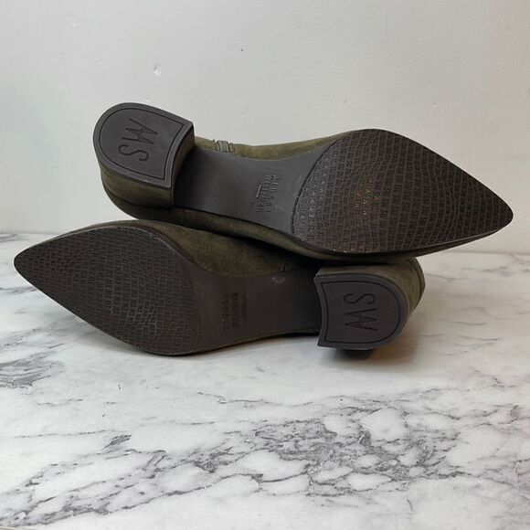 Stuart Weitzman Khaki Green Suede Booties 5 - Picture 8 of 10